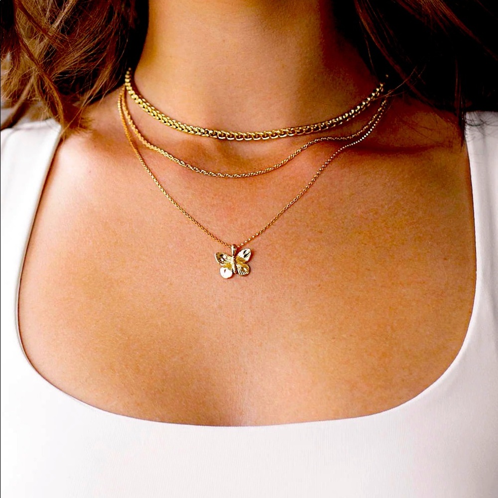Electric Picks Gold Butterfly Necklace